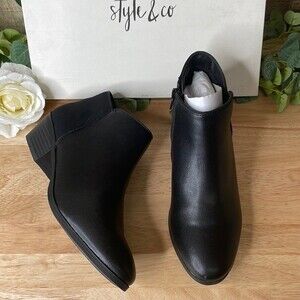 Style & Co Wileyy  Black Ankle Booties 6.5M